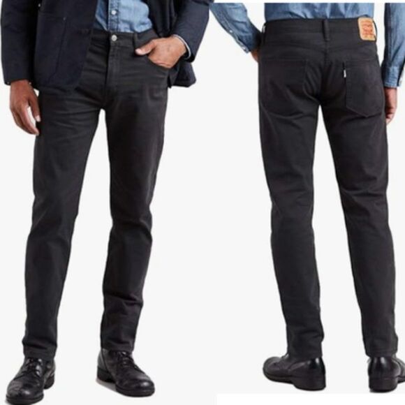 Levi's Classic 502 33x29 Graphite Gray Faded Black Taper Fit White Tab Pants - Picture 1 of 7